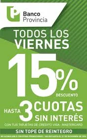 TODOS LOS DÍAS 15% OFF